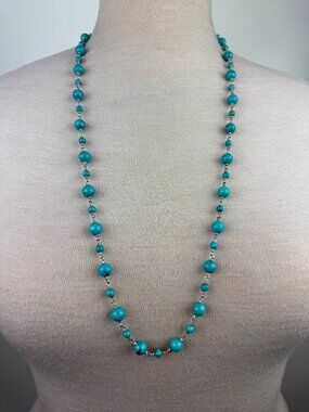 WK Whitney Kelly Sterling Silver Turquoise Bead 35.5” Toggle Necklace